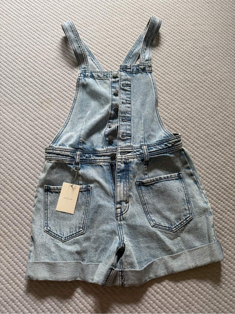 Light Wash Denim Short Overalls